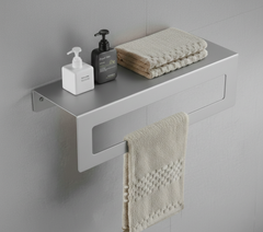 Açık Gri Galvaniz Havlu Askılı Banyo Rafı | Rehome