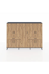 Arges Dolap 12 Raflı 2 Çekmeceli 8 Kapaklı 220x30x163 Antrasit-Çam