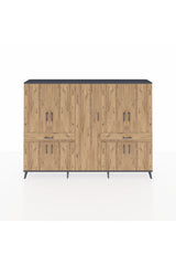 Arges Dolap 12 Raflı 2 Çekmeceli 8 Kapaklı 220x30x163 Antrasit-Çam