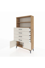 Arges Dolap 2 Raflı 4 Çekmeceli 2 Kapaklı 88x30x163 Çam-Aytaşı