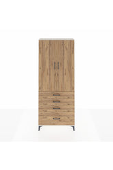 Arges Dolap 2 Raflı 4 Çekmeceli Tek Askılı 88x30x221 Aytaşı-Çam