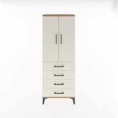 Arges Dolap 3 Raflı 4 Çekmeceli 2 Kapaklı 60x30x163 Çam-Aytaşı