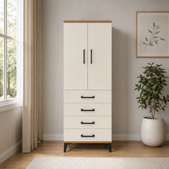 Arges Dolap 3 Raflı 4 Çekmeceli 2 Kapaklı 60x30x163 Çam-Aytaşı