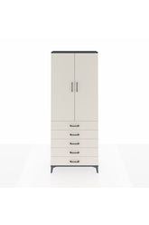 Arges Dolap 3 Raflı 5 Çekmeceli 2 Kapaklı 88x30x221 Antrasit-Aytaşı