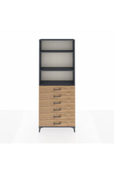 Arges Dolap 3 Raflı 6 Çekmeceli 88x30x221 Antrasit-Çam