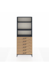 Arges Dolap 3 Raflı 6 Çekmeceli 88x30x221 Antrasit-Çam