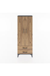 Arges Dolap 4 Raflı 2 Çekmeceli 2 Kapaklı 60x30x163 Antrasit-Çam