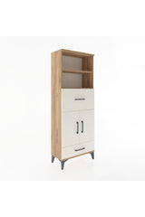 Arges Dolap 4 Raflı 2 Çekmeceli 2 Kapaklı 60x30x163 Çam-Aytaşı