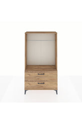 Arges Dolap Tek Raflı 2 Çekmeceli Tek Askılı 88x30x163 Çam-Çam