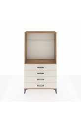 Arges Dolap Tek Raflı 4 Çekmeceli Tek Askılı 88x30x163 Çam-Aytaşı