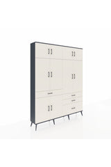 Arges Gardrop 5 Raflı 4 Çekmeceli 2 Askılı 176x30x221 Antrasit-Aytaşı