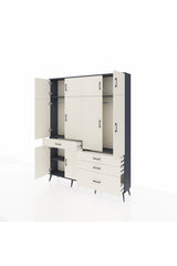 Arges Gardrop 5 Raflı 4 Çekmeceli 2 Askılı 176x30x221 Antrasit-Aytaşı