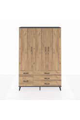 Arges Gardrop 5 Raflı 5 Çekmeceli Tek Askılı 132x30x195 Antrasit-Çam