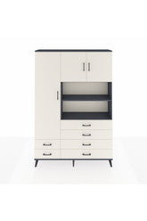 Arges Gardrop 8 Raflı 6 Çekmeceli 3 Kapaklı 132x30x195 Antrasit-Aytaşı