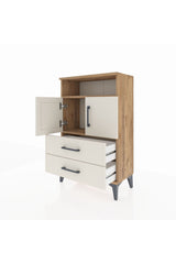 Arges Komodin 2 Raflı 2 Çekmeceli 2 Kapaklı 60x30x96 Çam-Aytaşı