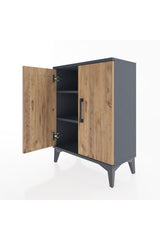Arges Komodin 2 Raflı 2 Kapaklı 60x30x80 Antrasit-Çam