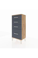 Arges Komodin 4 Çekmeceli 44x30x96 Çam-Antrasit