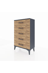 Arges Komodin 5 Çekmeceli 60x30x96 Antrasit-Çam