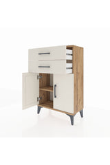 Arges Komodin Tek Raflı 2 Çekmeceli 2 Kapaklı 60x30x96 Çam-Aytaşı