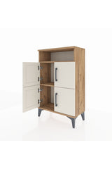 Arges Komodin Tek Raflı 4 Kapaklı 60x30x96 Çam-Aytaşı
