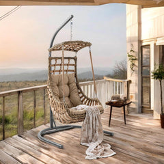 Capri Swing Alaçatı Tekli Rattan Bahçe Salıncağı | Balkon Salıncağı