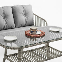 Capri Swing Artemis Üçlü Rattan Balkon Bahçe Takımı | Gri