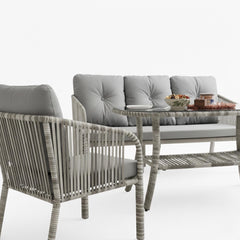 Capri Swing Artemis Üçlü Rattan Balkon Bahçe Takımı | Gri