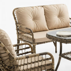 Capri Swing Pisa İkili Rattan Bahçe Balkon Oturma Grubu | Açık Kahve | 753