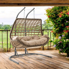 Cunda | Çiftli Rattan Bahçe Salıncağı | Rehome Balkon Salıncağı