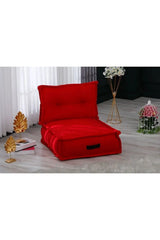 Fermuarlı Yıkanabilir Katlanır Çok Amaçlı Yer Minderi 60x60 cm Taşınabilir Minder Kırmızı