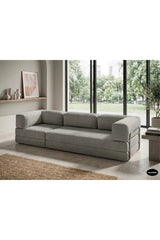 Fitilli Kadife 3 Kişilik Kanepe Yatak – Açılır Sünger Koltuk | 300x200 cm | Salon Misafir Yatağı | Gri