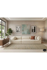 Fitilli Kadife 3 Kişilik Kanepe Yatak – Açılır Sünger Koltuk | 300x200 cm | Salon Misafir Yatağı | Krem