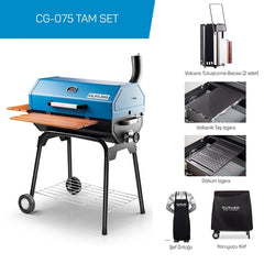 Guruss CG-075 Barbekü Mangal | Kömürlü | 75 Cm | Mavi | Tam Set
