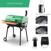 Guruss CG-075 Barbekü Mangal | Kömürlü | 75 Cm | Yeşil | Tam Set