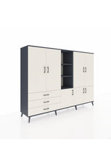 Hyperion Dolap 11 Raflı 3 Çekmeceli 7 Kapaklı 220x44x163 Antrasit-Aytaşı