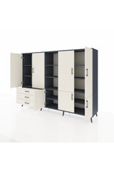 Hyperion Dolap 11 Raflı 3 Çekmeceli 7 Kapaklı 220x44x163 Antrasit-Aytaşı