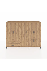 Hyperion Dolap 12 Raflı 2 Çekmeceli 7 Kapaklı 220x44x163 Çam-Çam
