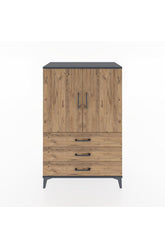 Hyperion Dolap 2 Raflı 3 Çekmeceli 2 Kapaklı 88x44x134 Antrasit-Çam