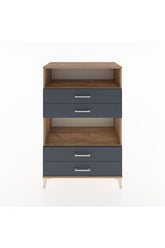 Hyperion Dolap 2 Raflı 4 Çekmeceli 88x44x134 Çam-Antrasit