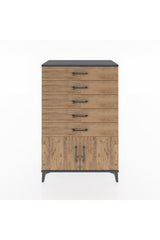 Hyperion Dolap 5 Çekmeceli 2 Kapaklı 88x44x134 Antrasit-Çam