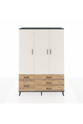 Hyperion Dolap 5 Raflı 5 Çekmeceli Tek Askılı 132x44x195 Antrasit-Aytaşı/Çam