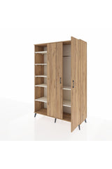 Hyperion Dolap 7 Raflı 2 Kapaklı Tek Askılı 132x44x195 Çam-Çam/Aytaşı
