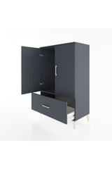 Hyperion Dolap Tek Raflı Tek Çekmeceli Tek Askılı 88x44x134 Antrasit-Antrasit