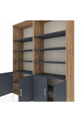 Hyperion Gardrop 10 Raflı 4 Kapaklı 176x44x221 Çam-Antrasit