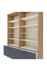 Hyperion Gardrop 10 Raflı 6 Çekmeceli 176x44x221 Çam-Aytaşı/Antrasit
