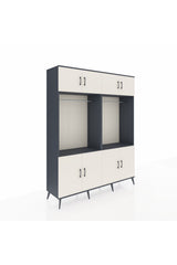 Hyperion Gardrop 10 Raflı 8 Kapaklı 2 Askılı 176x44x221 Antrasit-Aytaşı/Antrasit