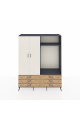 Hyperion Gardrop 4 Raflı 6 Çekmeceli 2 Askılı 176x44x221 Antrasit-Aytaşı/Çam
