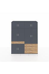 Hyperion Gardrop 5 Raflı 4 Çekmeceli 2 Askılı 176x44x221 Antrasit-Antrasit/Çam