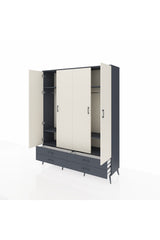 Hyperion Gardrop 6 Raflı 4 Çekmeceli 2 Askılı 176x44x221 Antrasit-Aytaşı/Antrasit