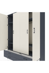 Hyperion Gardrop 6 Raflı 4 Çekmeceli 2 Askılı 176x44x221 Antrasit-Aytaşı/Antrasit